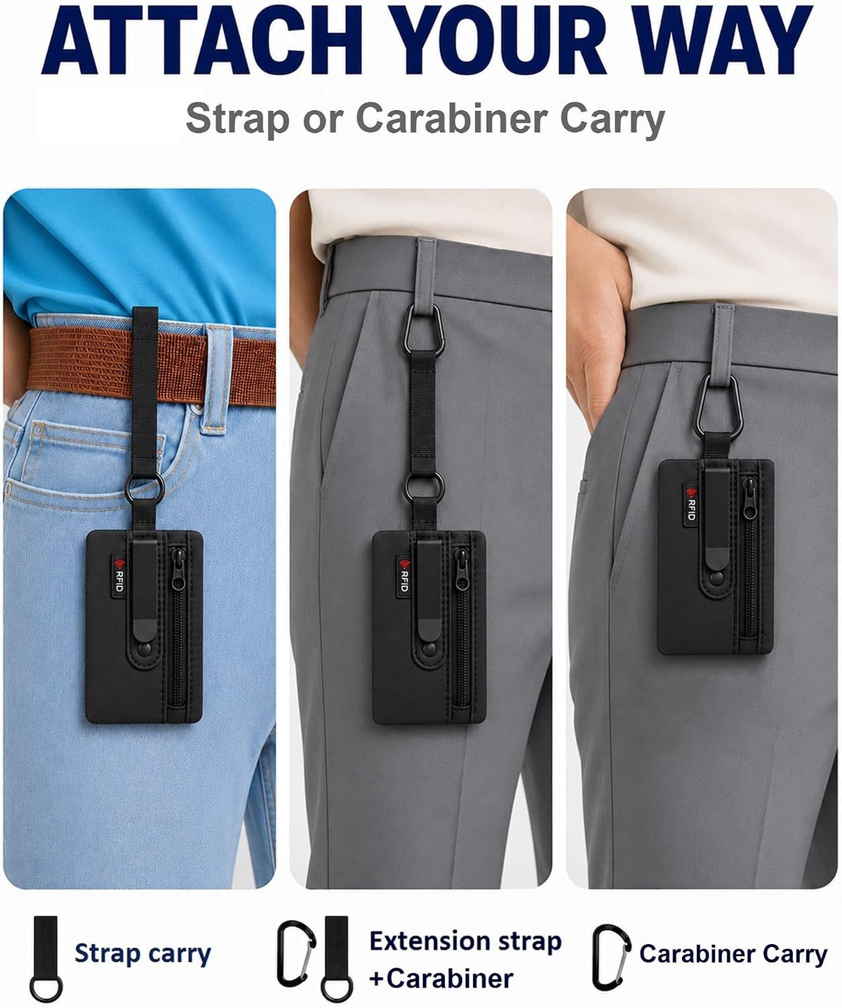 Hidden Clip Stash Travel Belt Wallet for Credit Cards & Cash, RFID Blocking