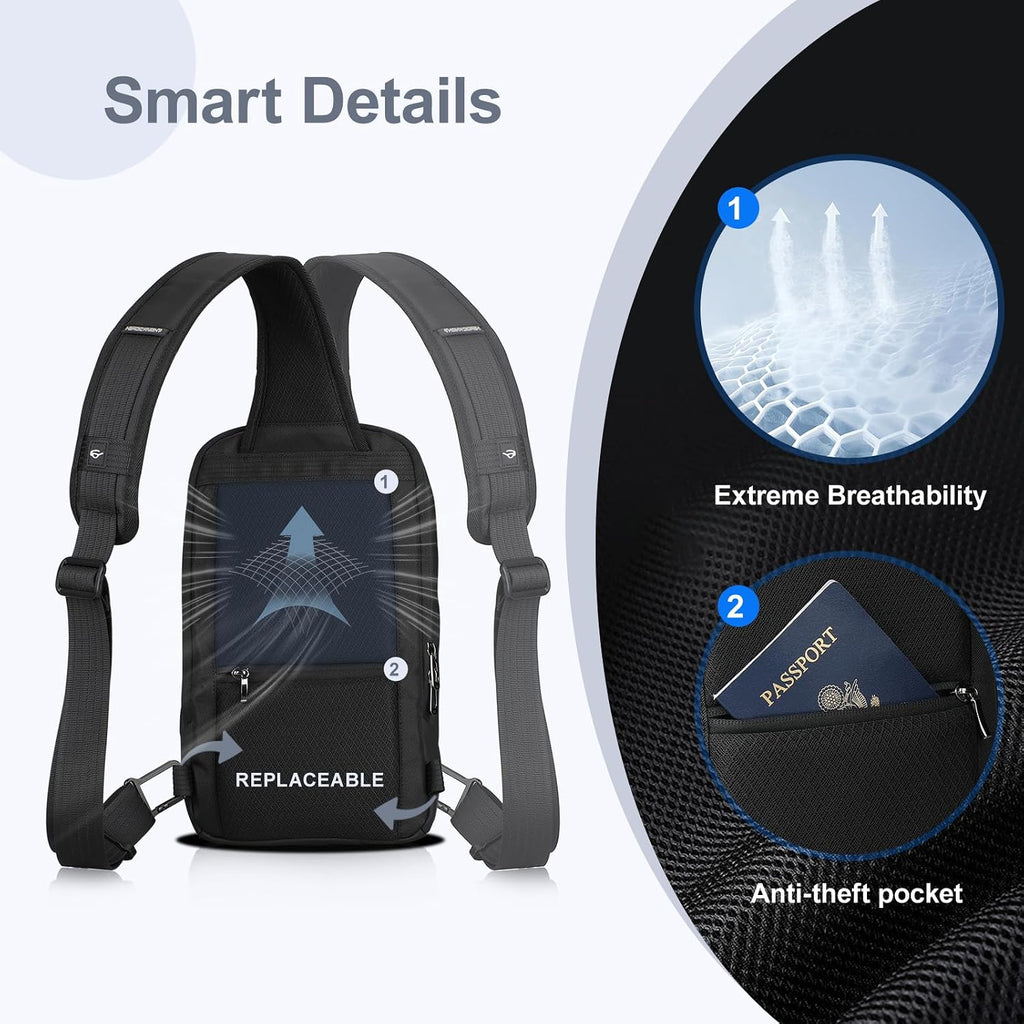 hk Sling Bag for Men, Water-Resistant Utility Crossbody Bag
