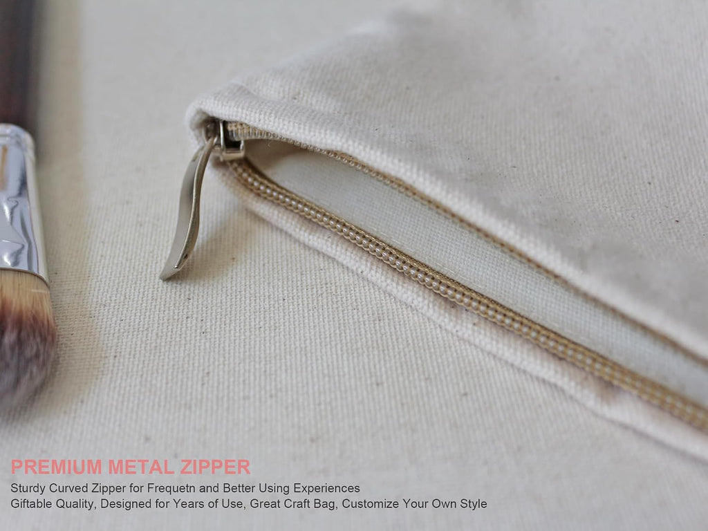 HAPPYHEIDI Large Makeup Bag Travel Cosmetic Pouch, Raw White Upgraded