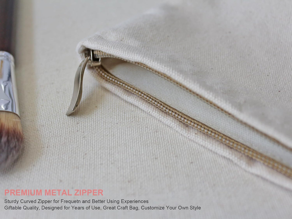 HAPPYHEIDI Large Makeup Bag Travel Cosmetic Pouch, Raw White Upgraded