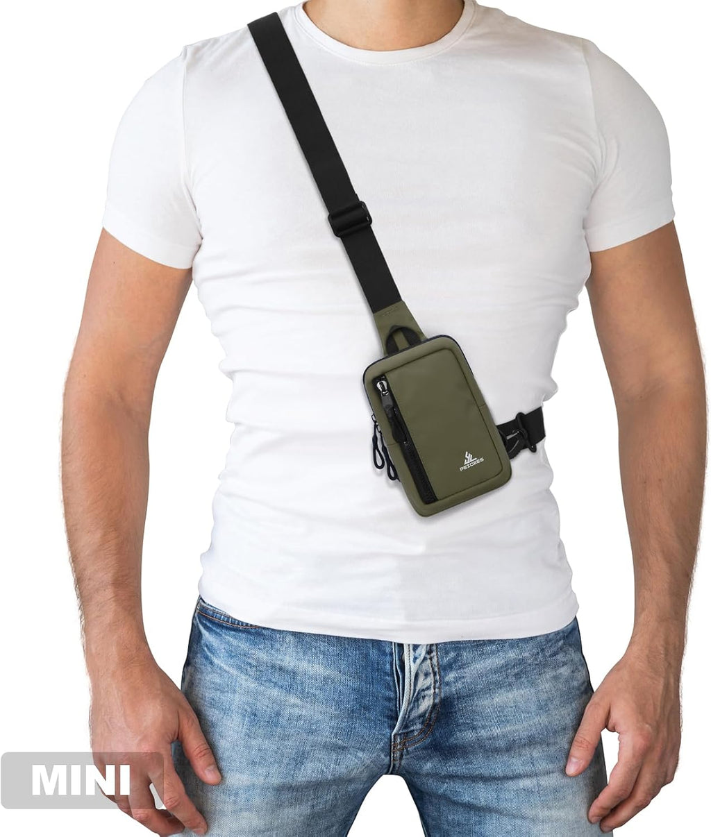 Peicees Mini Sling Bag for Men Small Crossbody Travel Bag, Small Army Green
