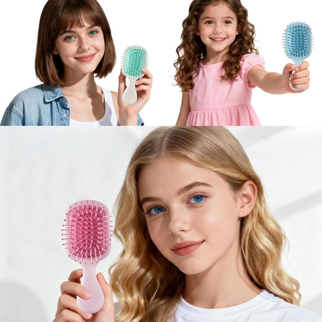 4pcs Mini Wet Hair Brush, Travel Detangling Hair Brushes for Women & Girls