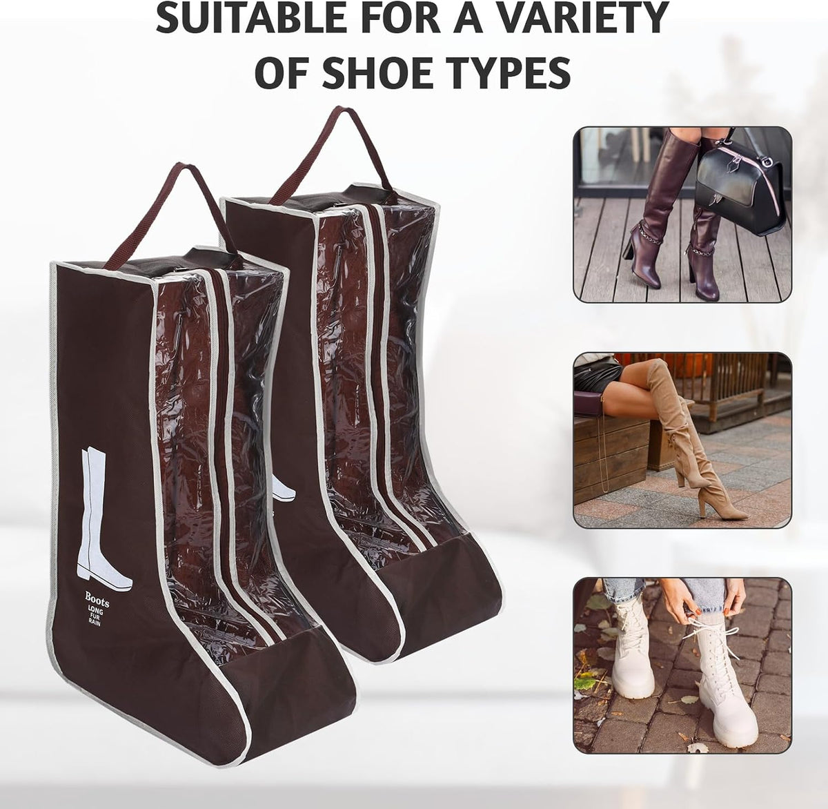 2 Pcs Clear Boot Storage Bag,Plastic Tall Boot Bag,Shoe Bags for Travel,Clear Shoe Bags for Tall Boot Storage,Boot Bags for Cowboy Boots,Waterproof & Dustproof Boot Bags for Travel,Boot Bag Equestrian