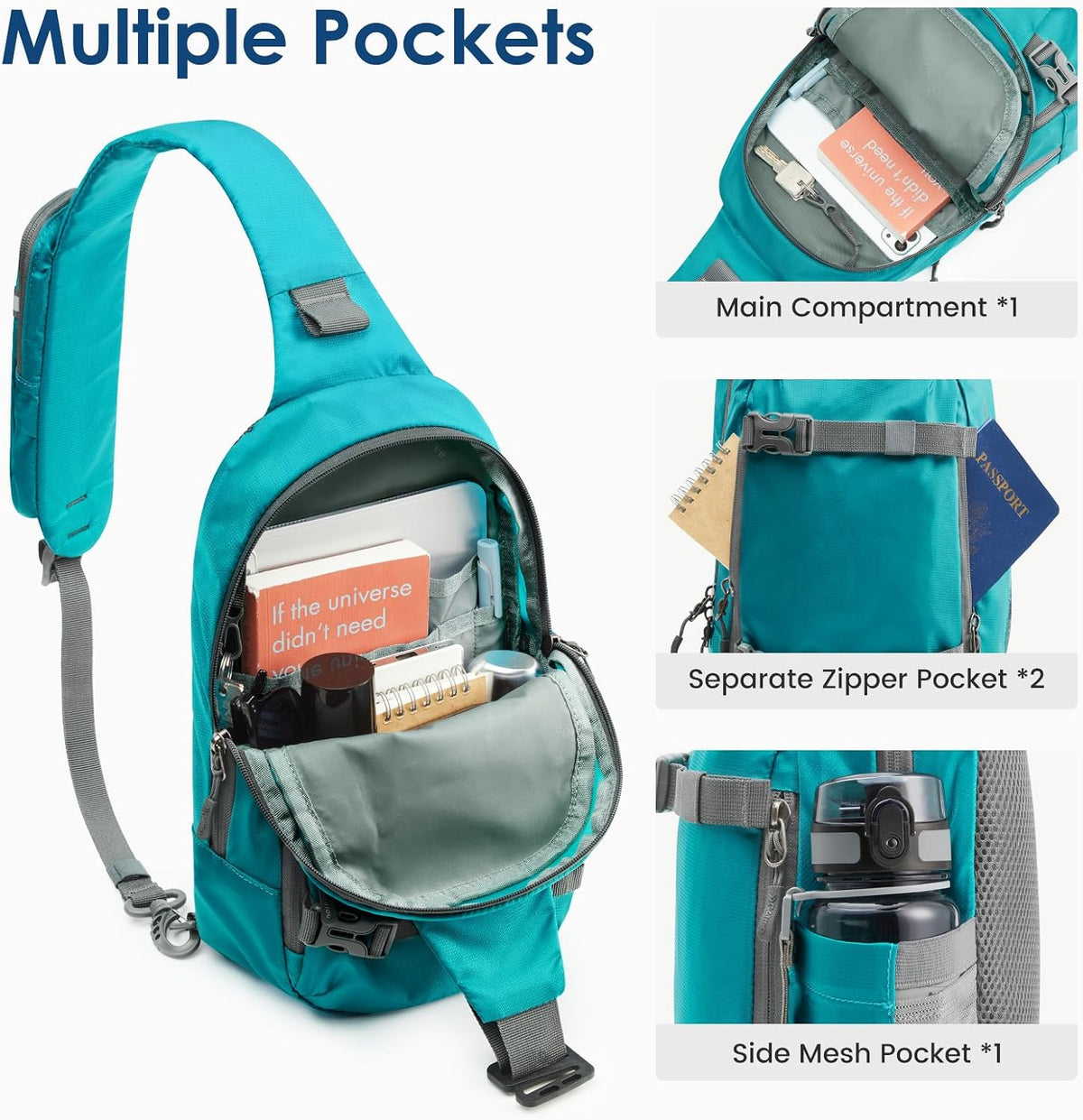G4Free Recycled Sling Bag for Men Hiking Travel Anti-Theft Crossbody Bag