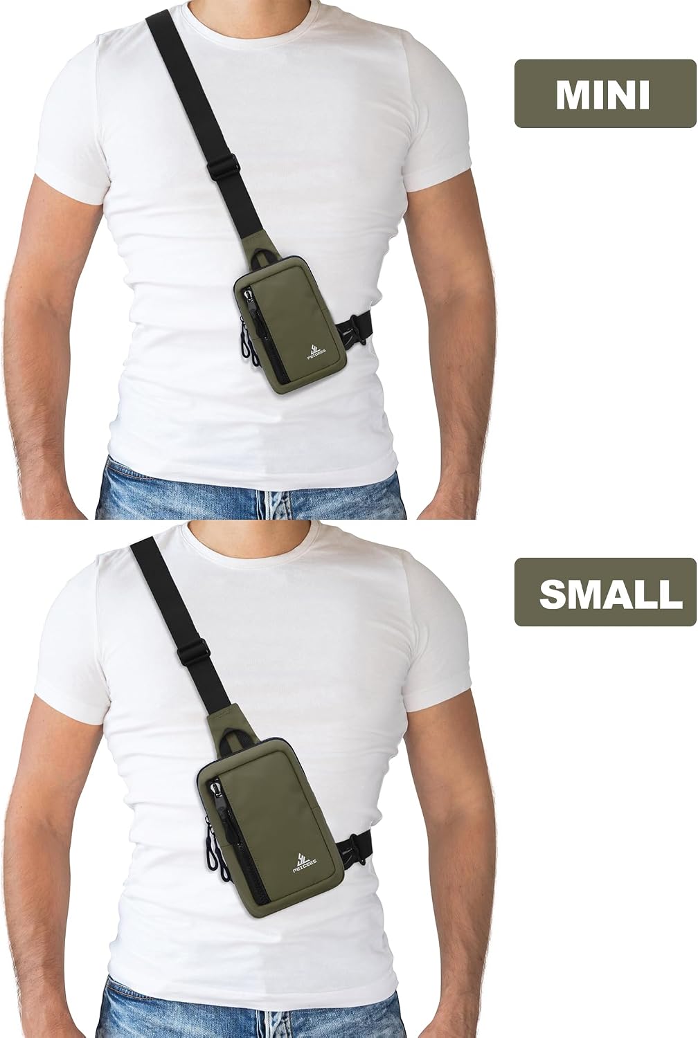 Peicees Mini Sling Bag for Men Small Crossbody Travel Bag, Small Army Green