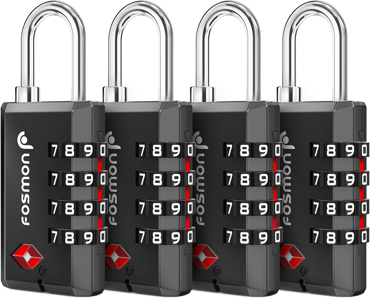Fosmon TSA Approved Luggage Locks, 4 Digit Combination Padlock, 4 Pack