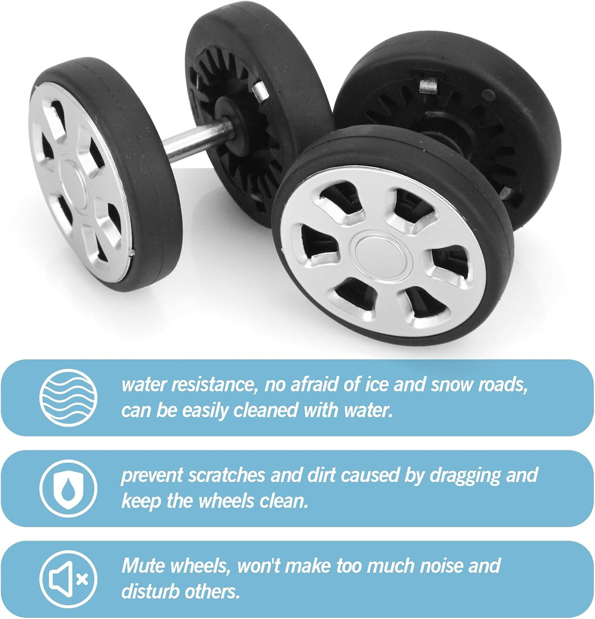 8 Pcs Replacement Luggage Rubber Wheels 2.17 inch, 55mm Suitcase Spinner Wheel Repair Repair Set, Wear-Resistant Trolley Casters (VA34, 55 mm)