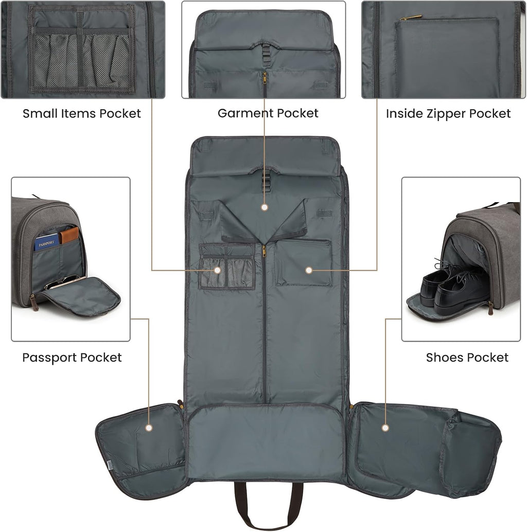 Garment Bag for Travel, S-ZONE Duffle Bag for Men Travel Convertible Suit Bags Carry on Luggage Women Hanging Suitcase Travel Bag with Toiletry Bag