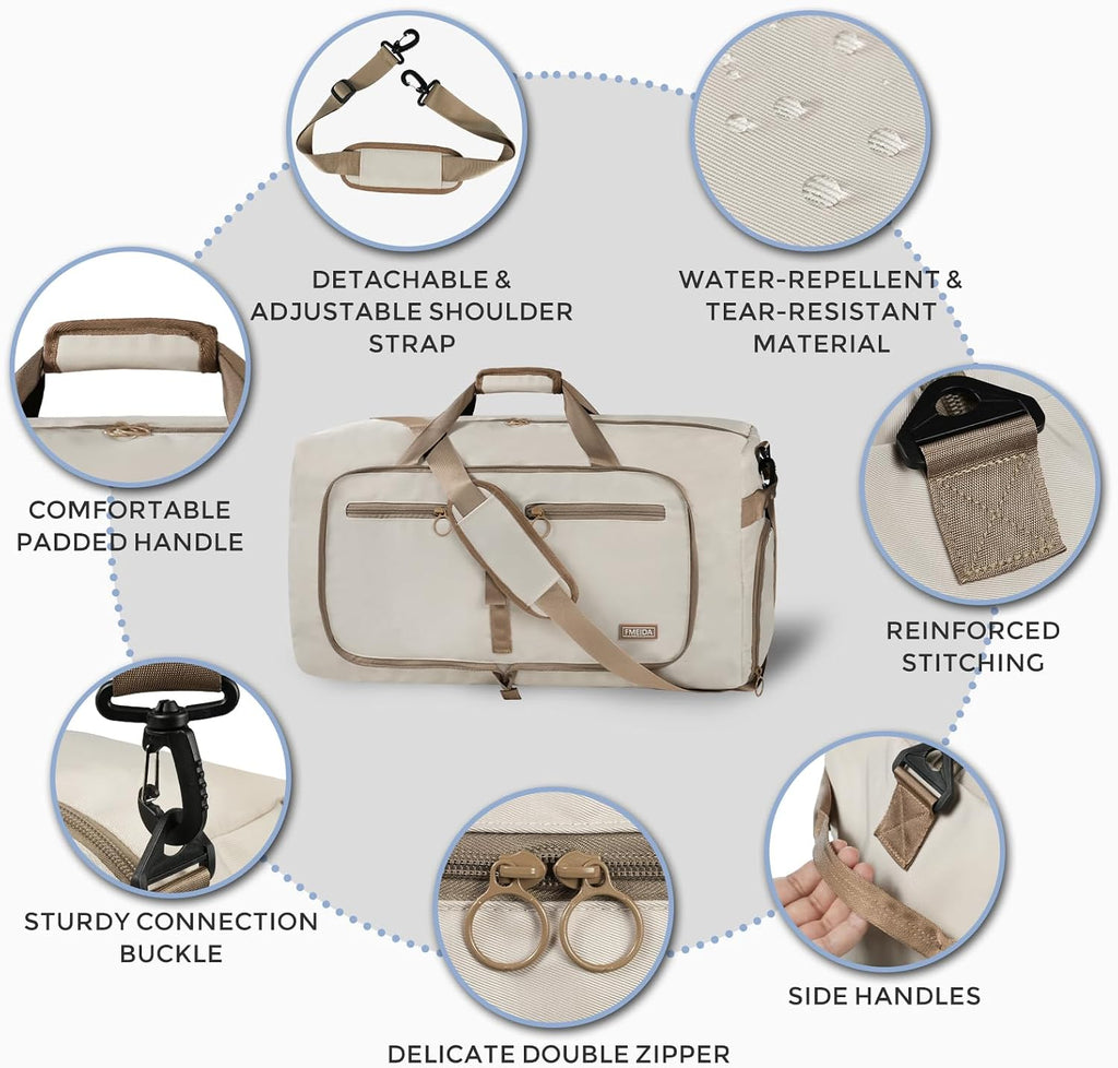 Fmeida 65L Duffle Bag Foldable Travel Duffel Bags for Men Women Travel Bag