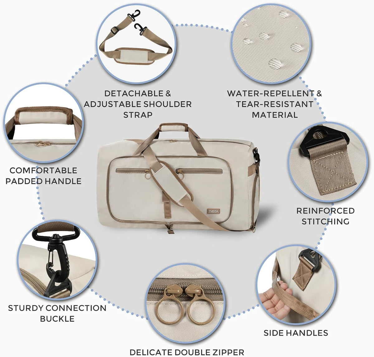 Fmeida 65L Duffle Bag Foldable Travel Duffel Bags for Men Women Travel Bag