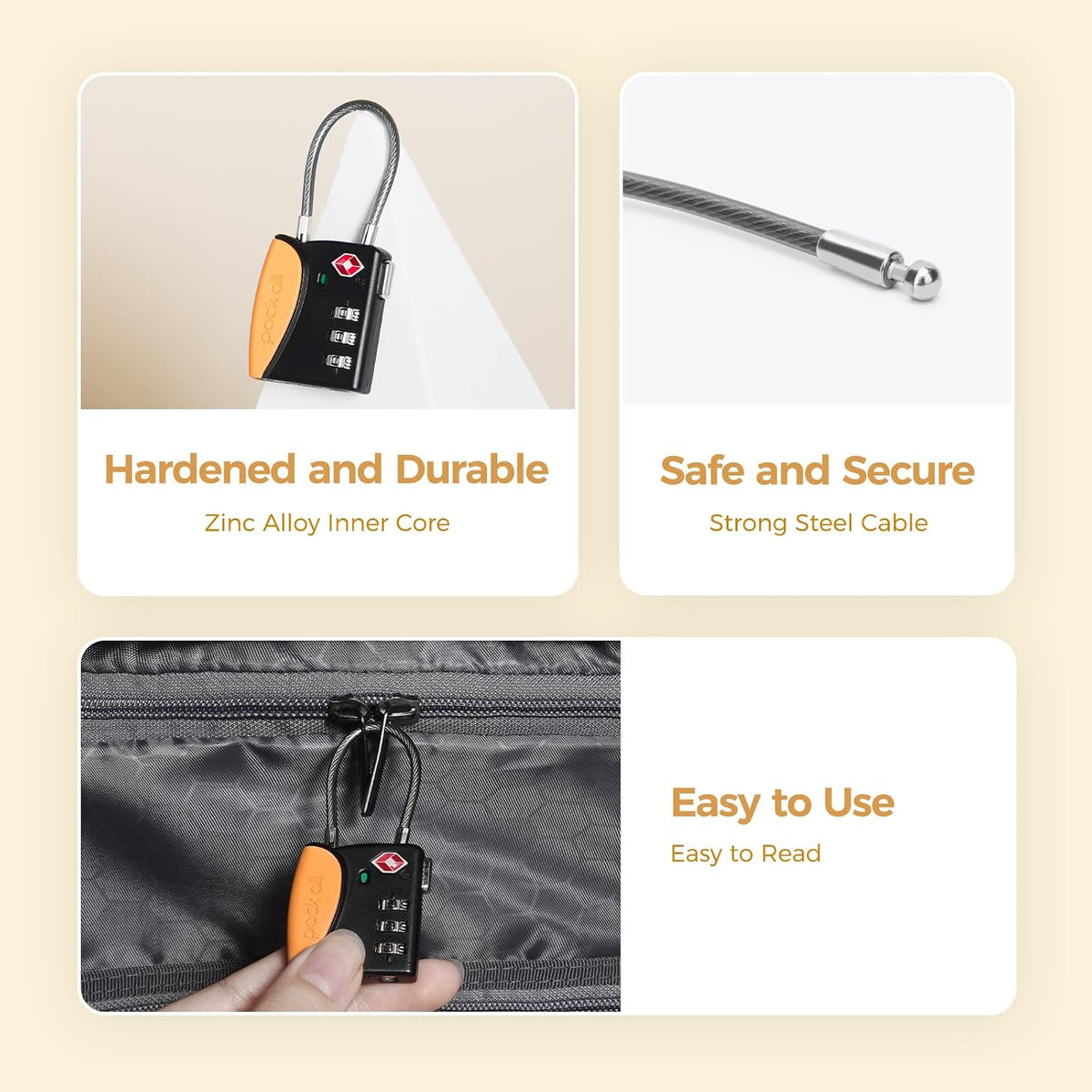 pack all TSA Approved Travel Luggage Locks, Resettable 3-Digit Code