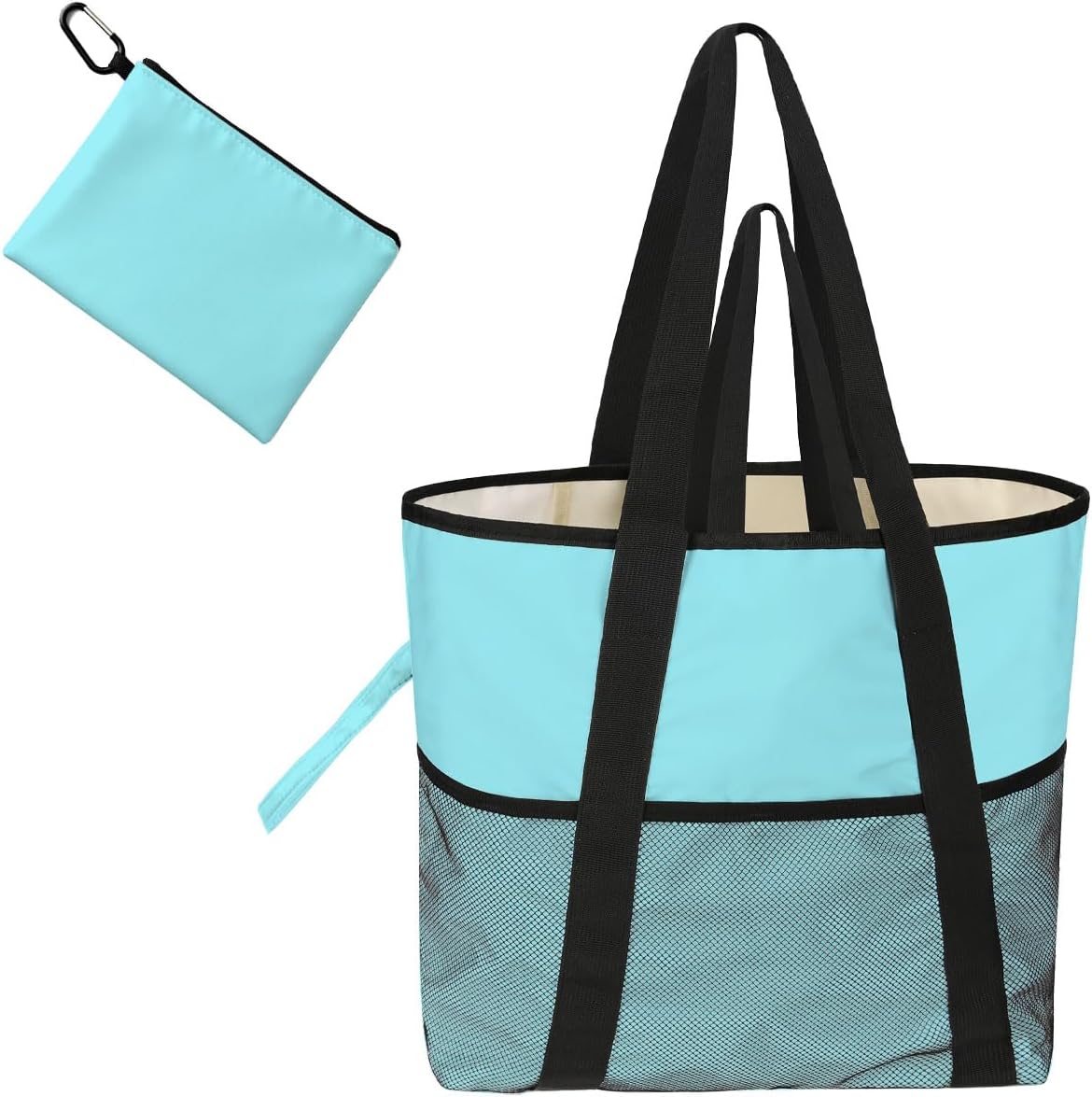 girls trip bags Foldable Waterproof Beach Tote for Women - 8 Zippered Pockets, Lightweight Travel Bag for Swim
