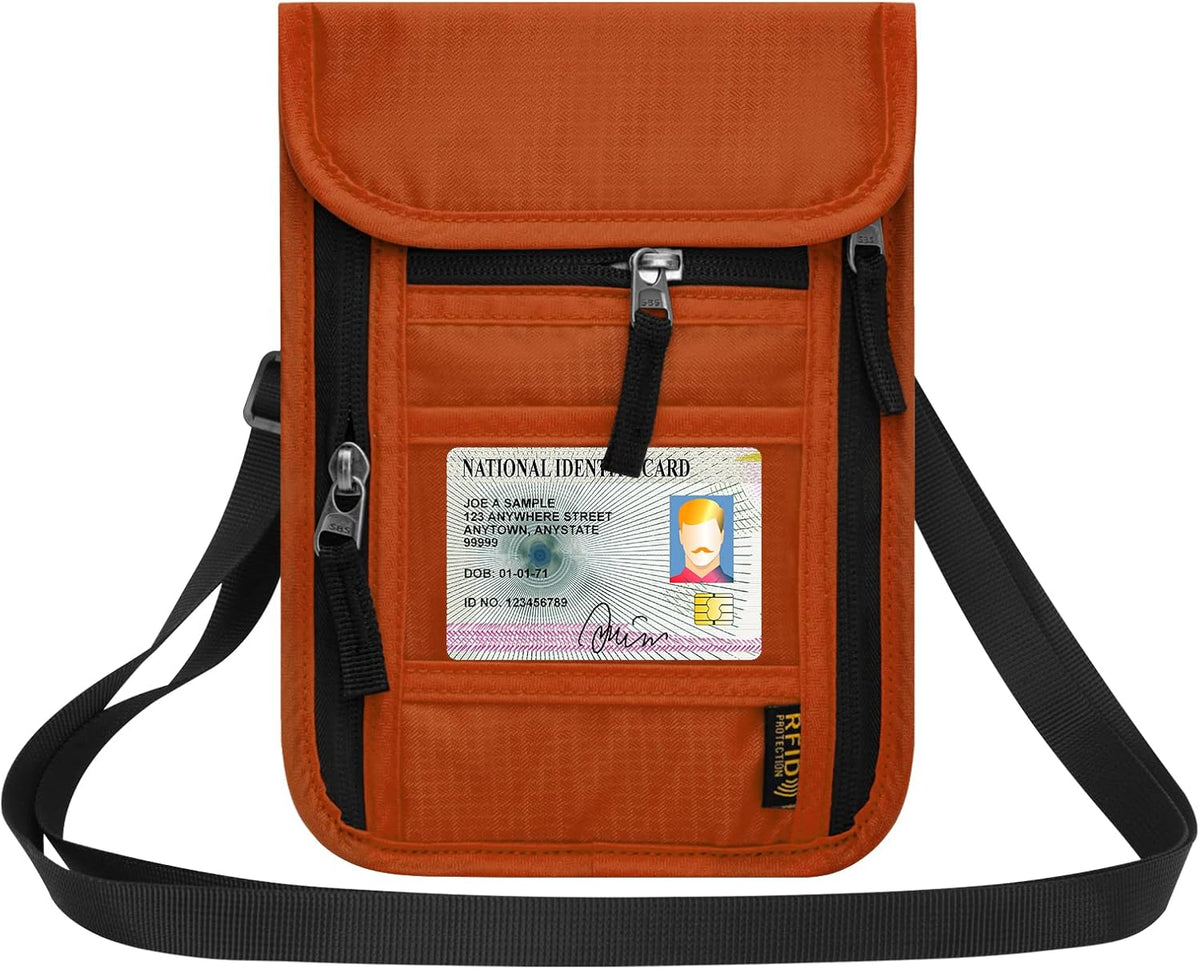 HOTEMIA Neck Wallet for Travel,Passport Holder Neck Pouch for Men Women with Adjustable Neck Strap and RFID Blocking