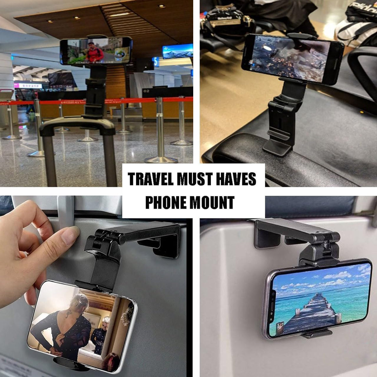 Phone Holder,Airplane Travel Essentials,Car Phone Mount,Cell Phone Stand for Desk Shower Bike Bed Luggage,Universal Mini Travel Accessories for iPhone 16 15 14 13 12 11 Pro Max Samsung