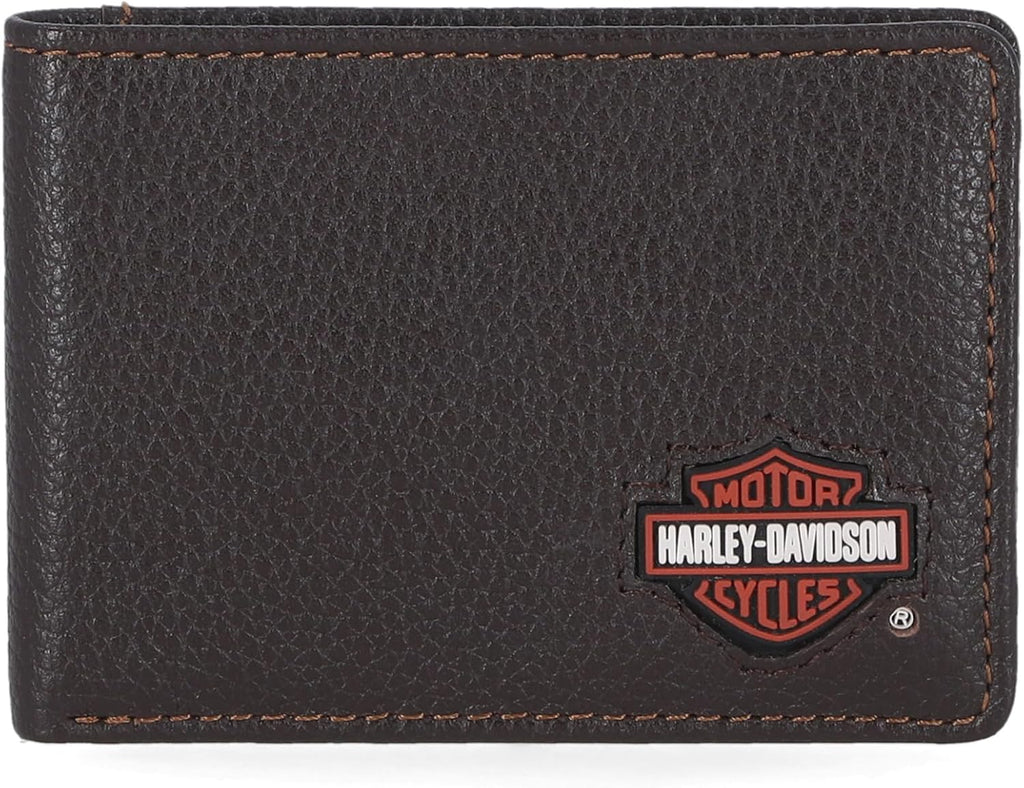 Harley-Davidson Men's Genuine Leather Rfid Blocking Billfold Slim Front Pocket Wallet