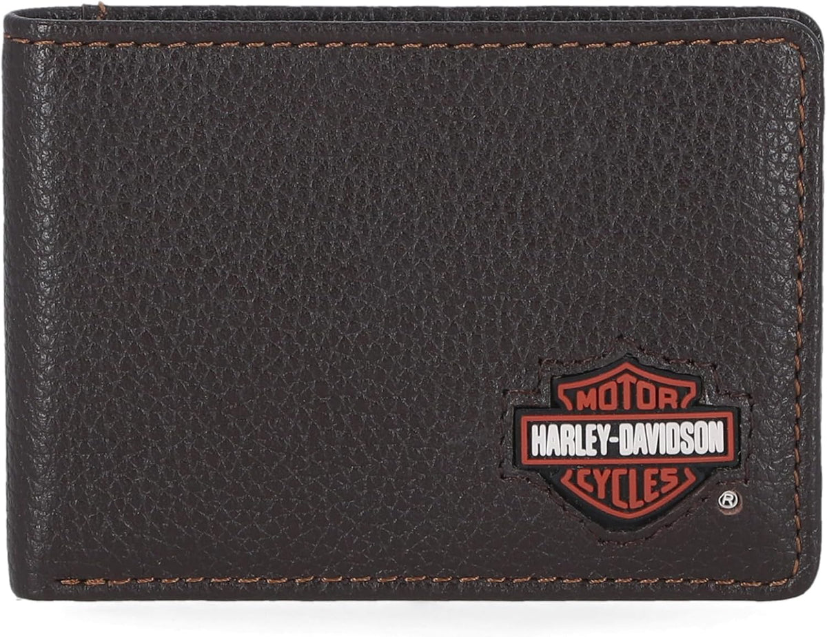 Harley-Davidson Men's Genuine Leather Rfid Blocking Billfold Slim Front Pocket Wallet