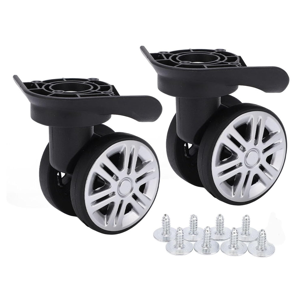 360 Degree Swivel Caster Wheels for Luggage – Black Plastic Replacement Trolley Wheels Compatible with Suitcase Travel Bags