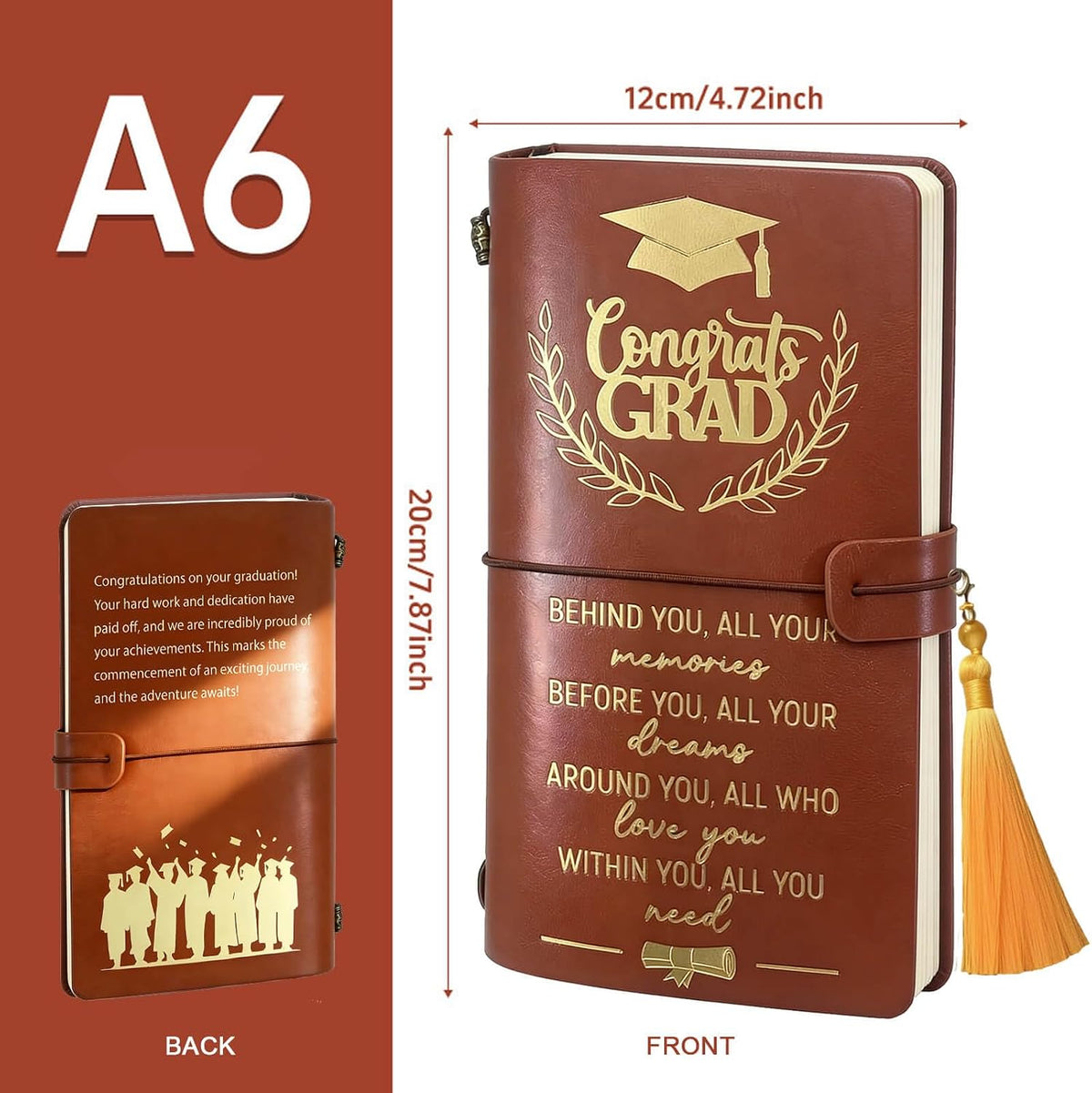 Graduation Gifts Leather Journal Notebook for Her Him, Class of 2026 Senior High School College Masters Degree Phd Nurse Inspirational Graduation Gift Ideas for Women Men Student Graduate Travel