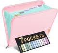 Sooez 7 Pockets Accordion File Organizer, Zipper Expanding File Folder A4