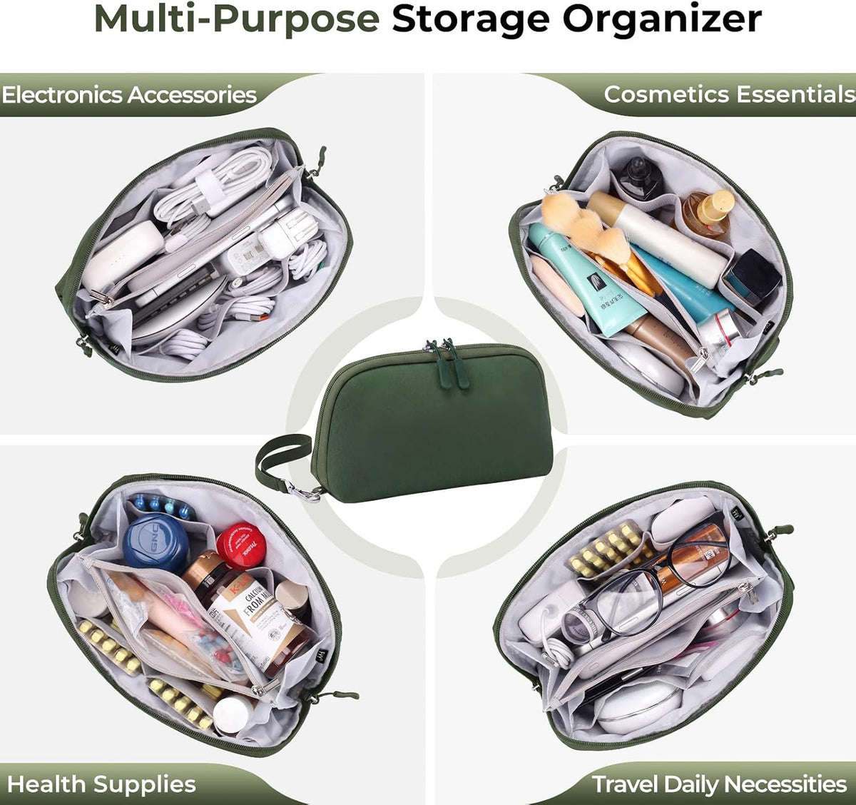 FYY Travel Cable Organizer - 8 Compartments, Lightweight, Water Repellent