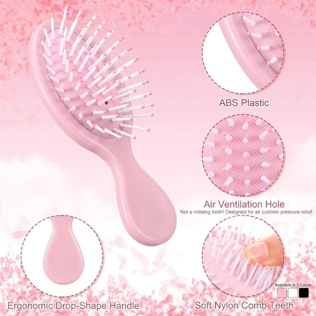 Meanplan 6 Pcs Mini Wet Hair Brush Bulk Travel Detangling Hair Brush, Mixed