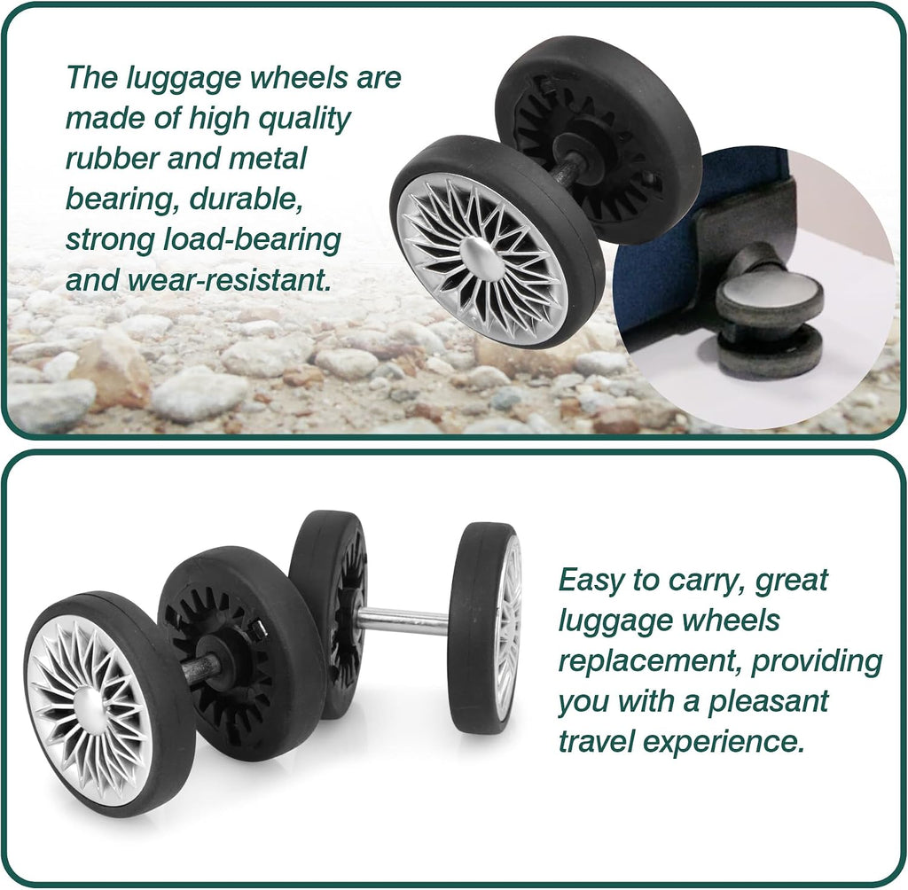 8 Pcs Double Row Suitcase Replacement Swivel Wheels OD55mm Grey A28