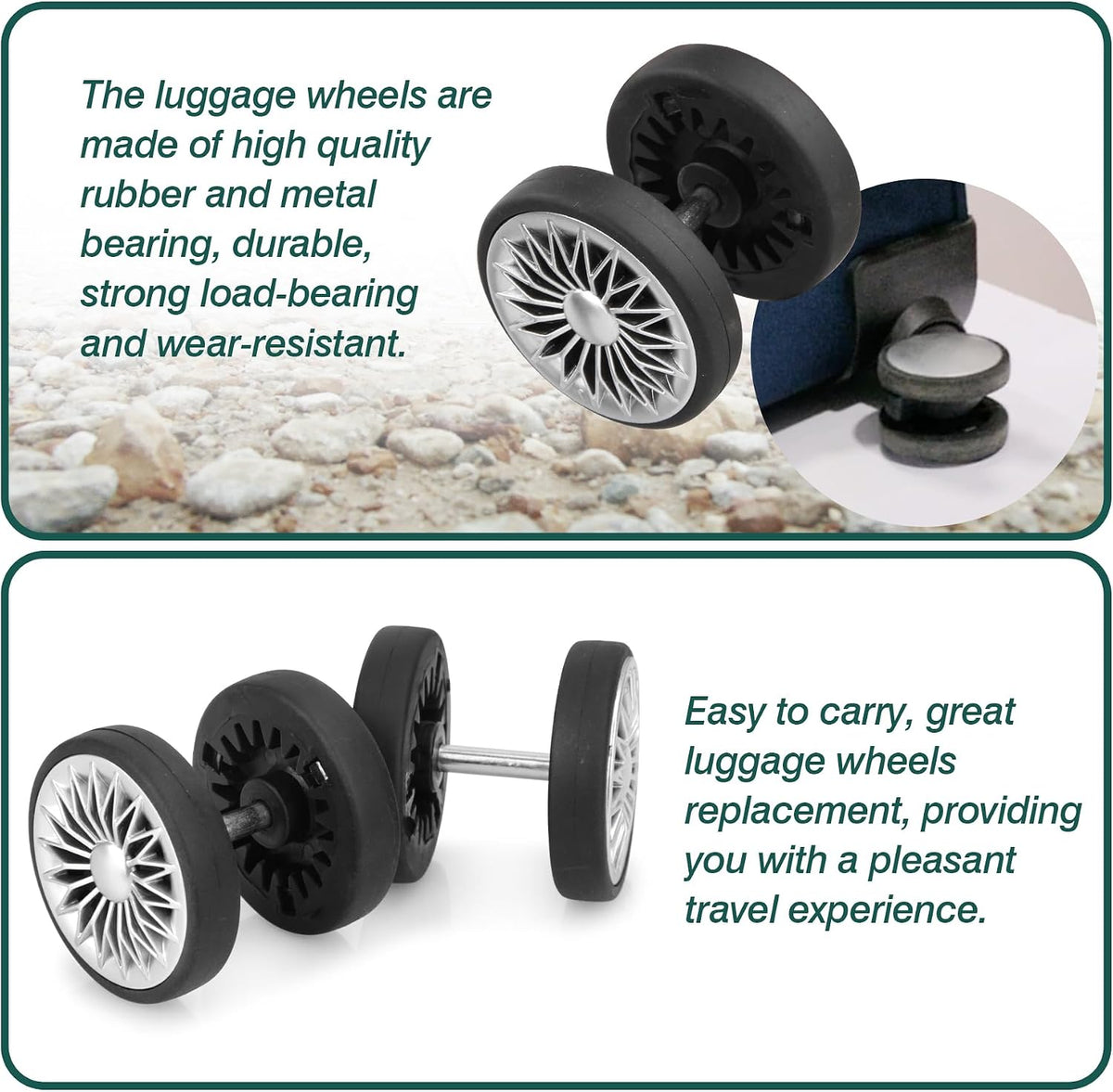 8 Pcs Double Row Suitcase Replacement Swivel Wheels OD55mm Grey A28