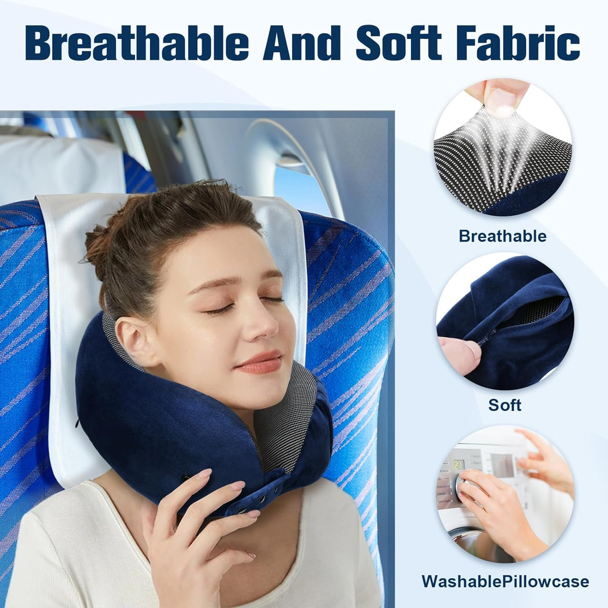Cirorld Neck Pillow for Traveling, Travel Pillows for Airplanes Blue