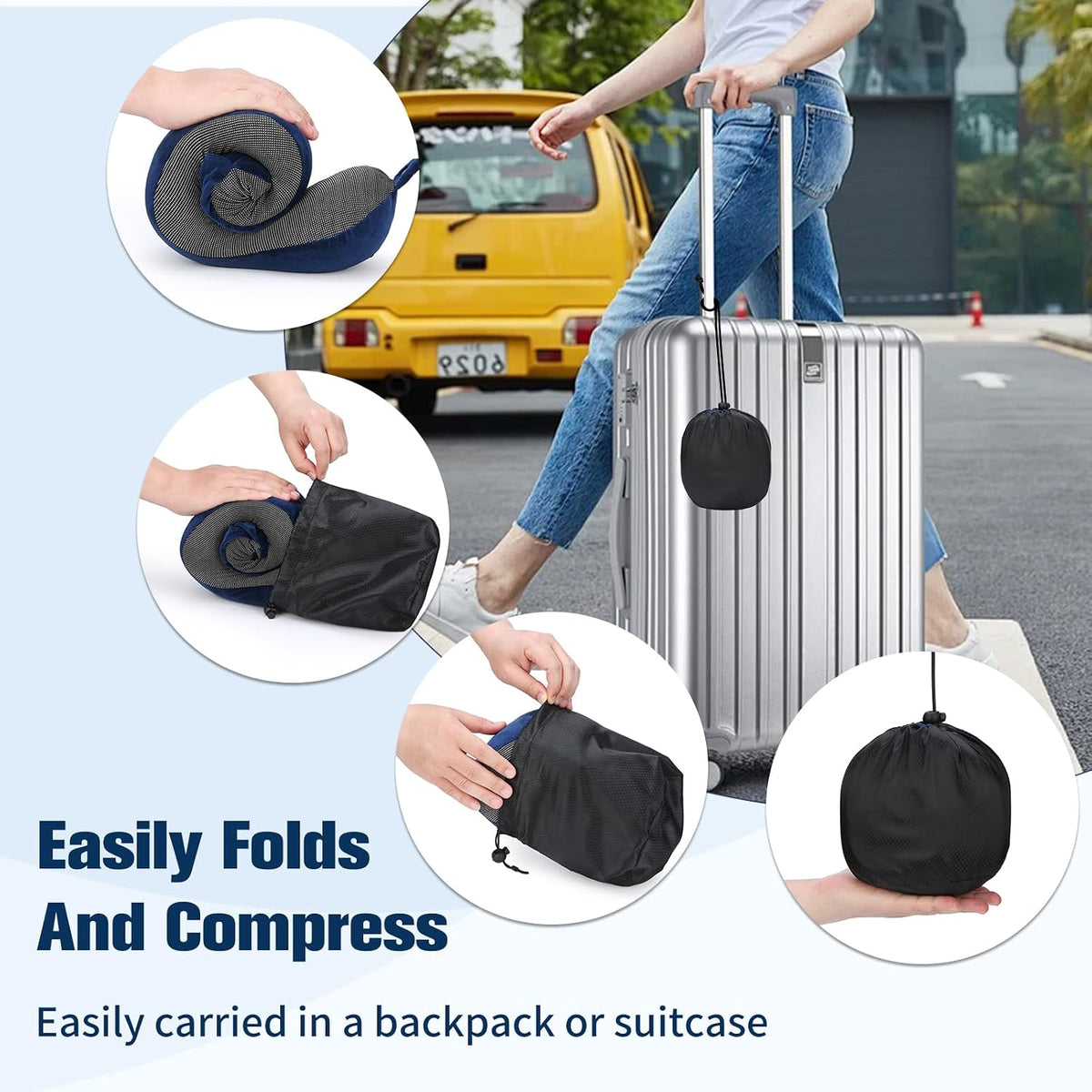 Cirorld Neck Pillow for Traveling, Travel Pillows for Airplanes Blue