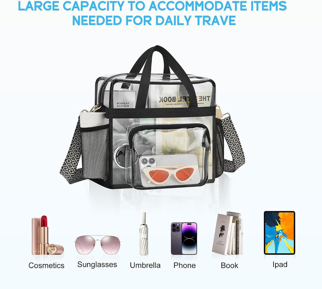 Bagenius Clear Tote Bag, 12x5.5x12 Inches Travel Tote Bag Stadium Approved