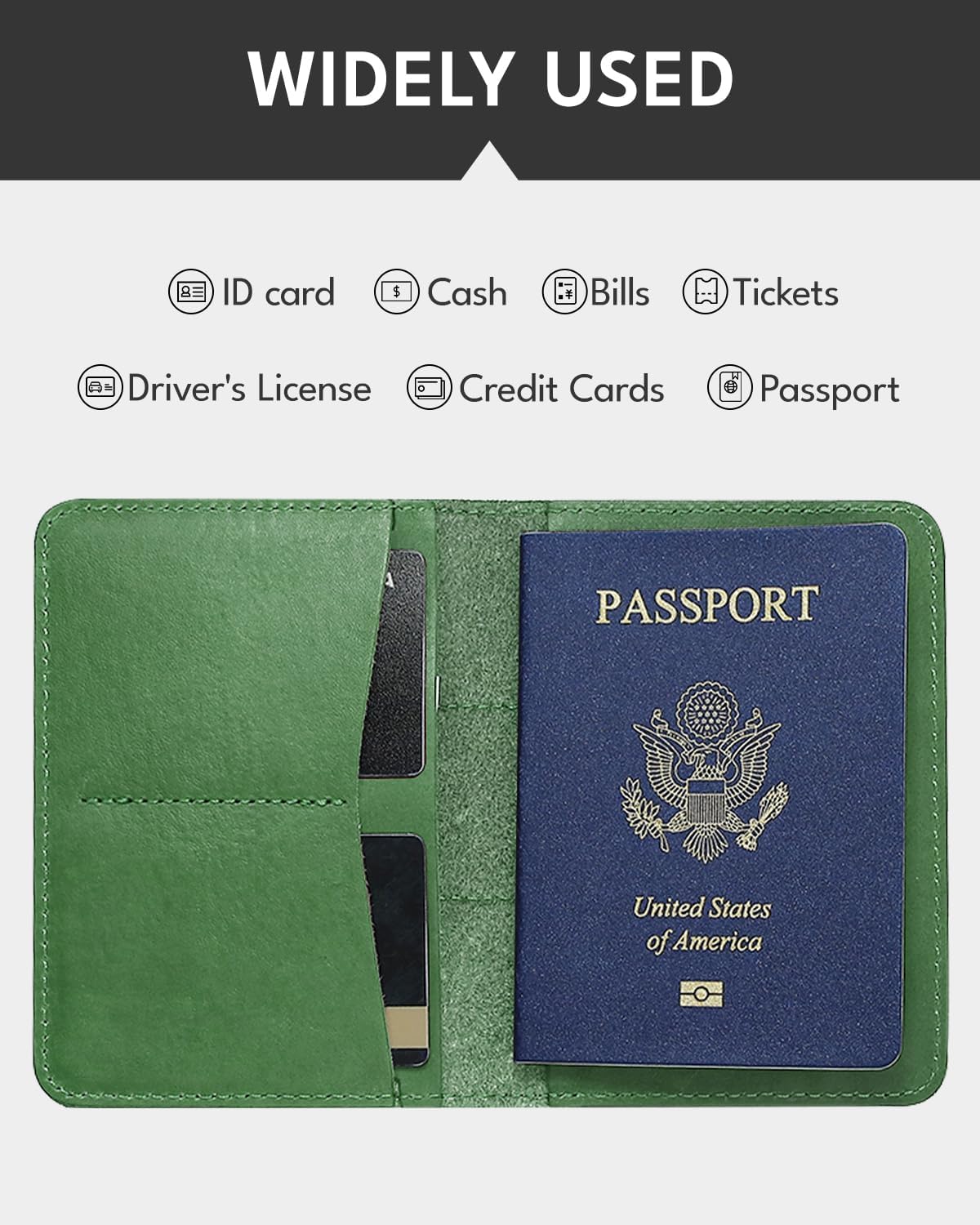ALLIVE Passport Holder for Travel, Genuine Leather Passport Holder Women Men,Passport Cover,Travel Wallet Must Haves Airport Essentials Travel Gifts Green