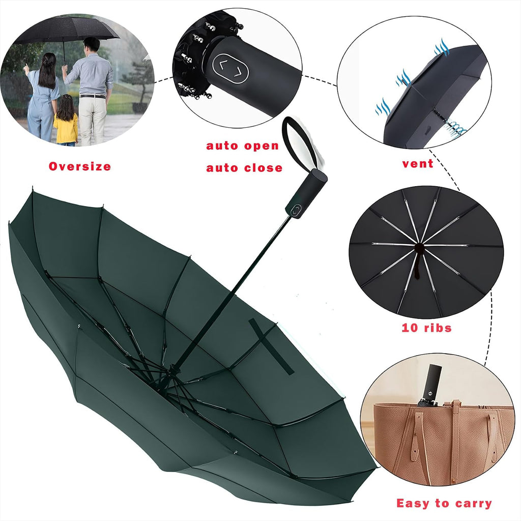 MRTLLOA Compact Golf Umbrella, 10 Ribs Vented Windproof Travel