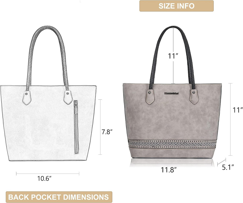 Montana West Woven Tote Bags for Women Purses and Handbags with Back Zipper Pocket