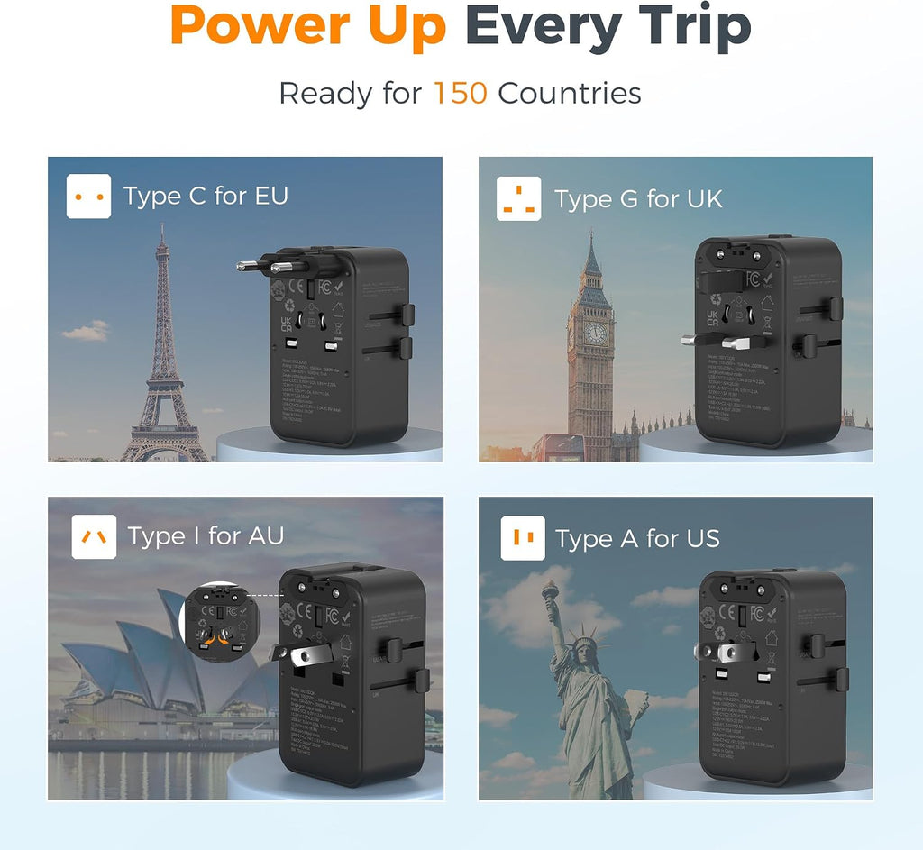 TESSAN 20W International Power Adapter, Black
