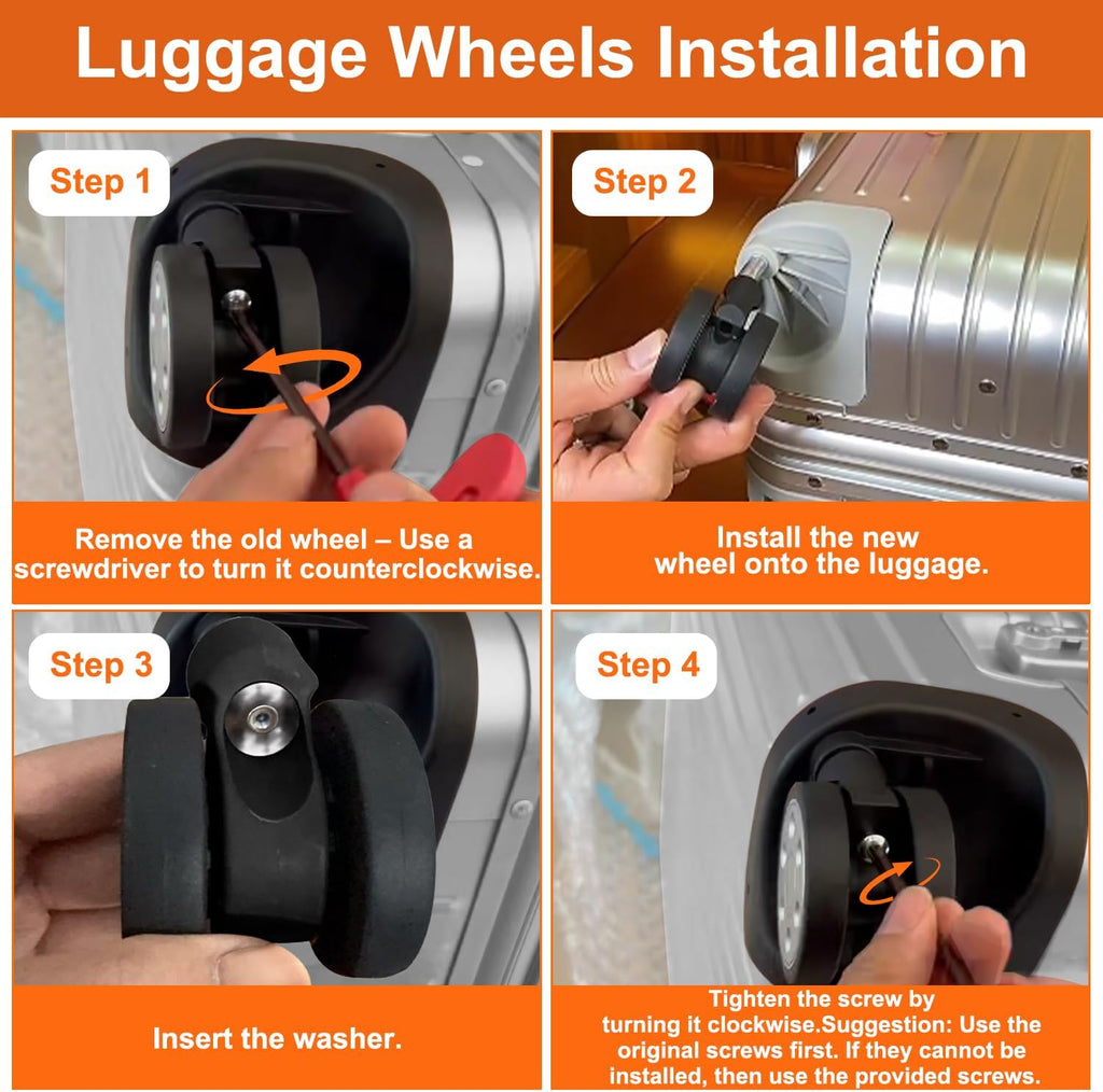 Wheels for Brics Bellagio Luggage, Replacement Kit for Carry-On Suitcase(50MM)