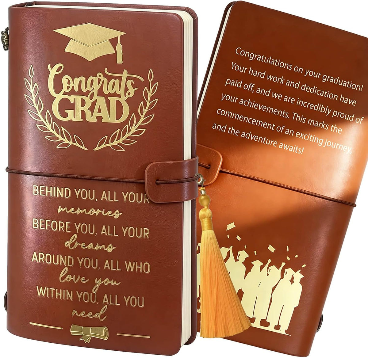 Graduation Gifts Leather Journal Notebook for Her Him, Class of 2026 Senior High School College Masters Degree Phd Nurse Inspirational Graduation Gift Ideas for Women Men Student Graduate Travel