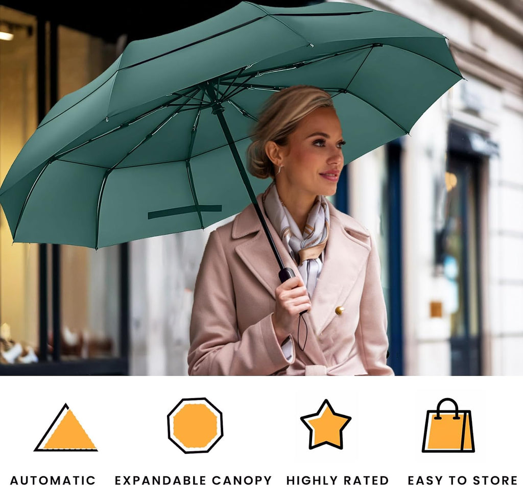 MRTLLOA Compact Golf Umbrella, 10 Ribs Vented Windproof Travel
