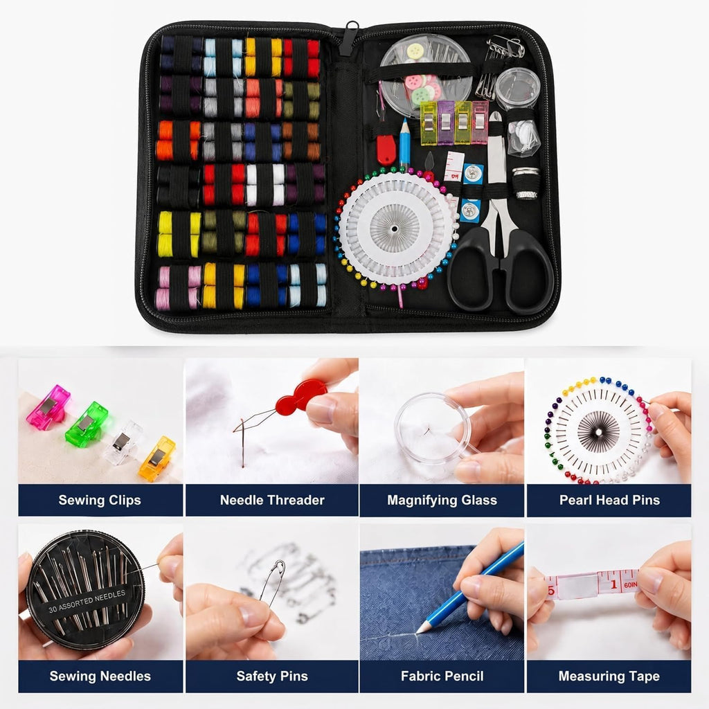 Gippome Mini Sewing Kit for Adults, 172pcs Portable Needle and Thread Kit