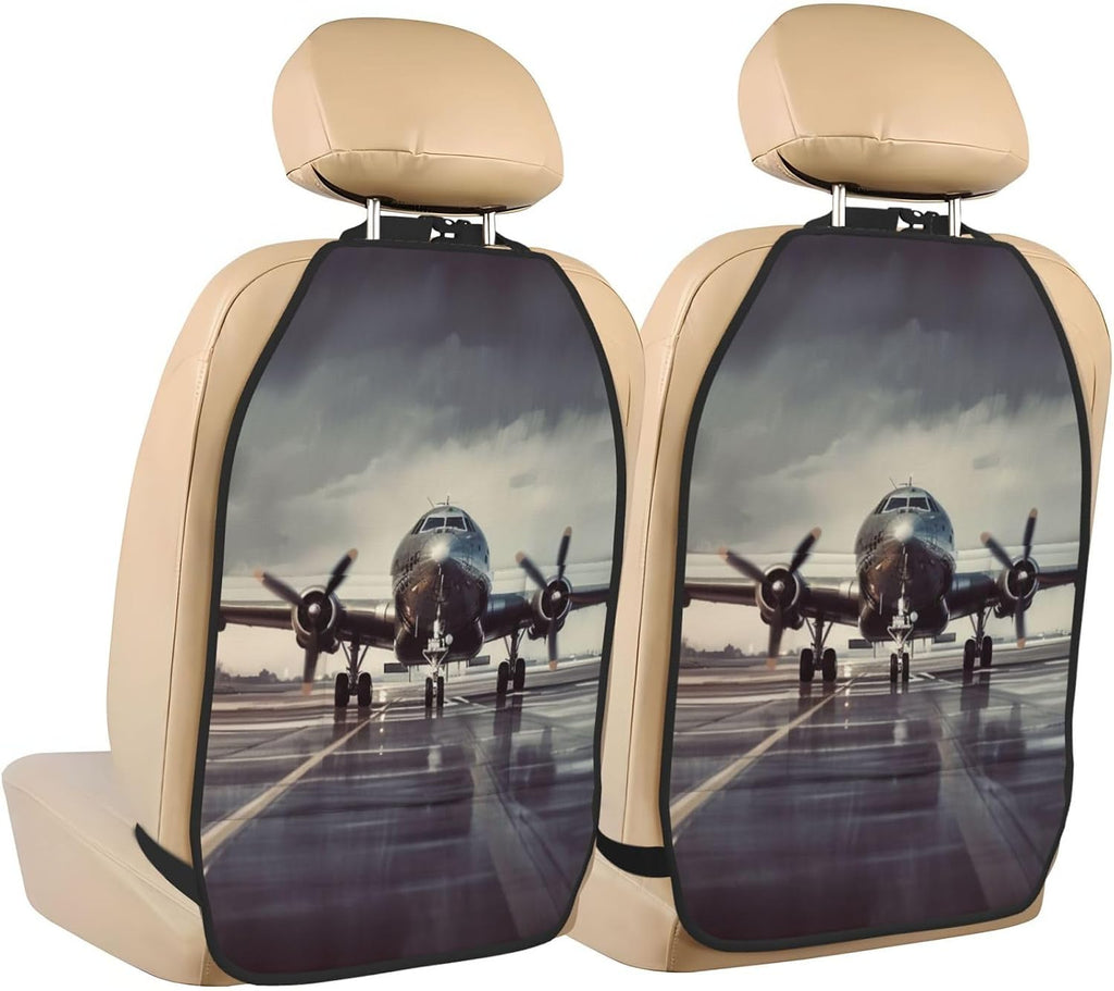 2 Pack Car Seat Kick Mat with Storage Pocket Waterproof Backseat Protector