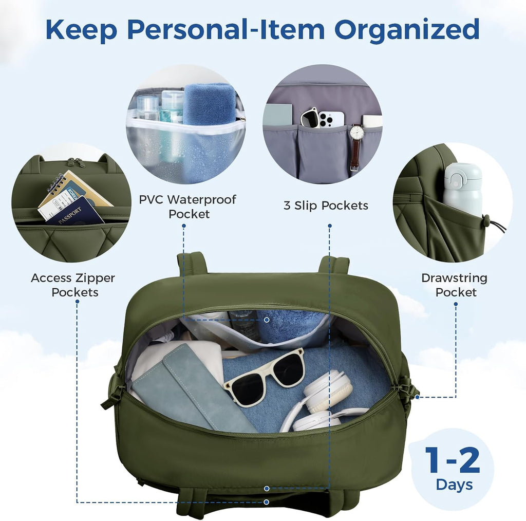 Women's Duffle Gym Bag, Carry-On Shoe Compartment for Weekender Overnight