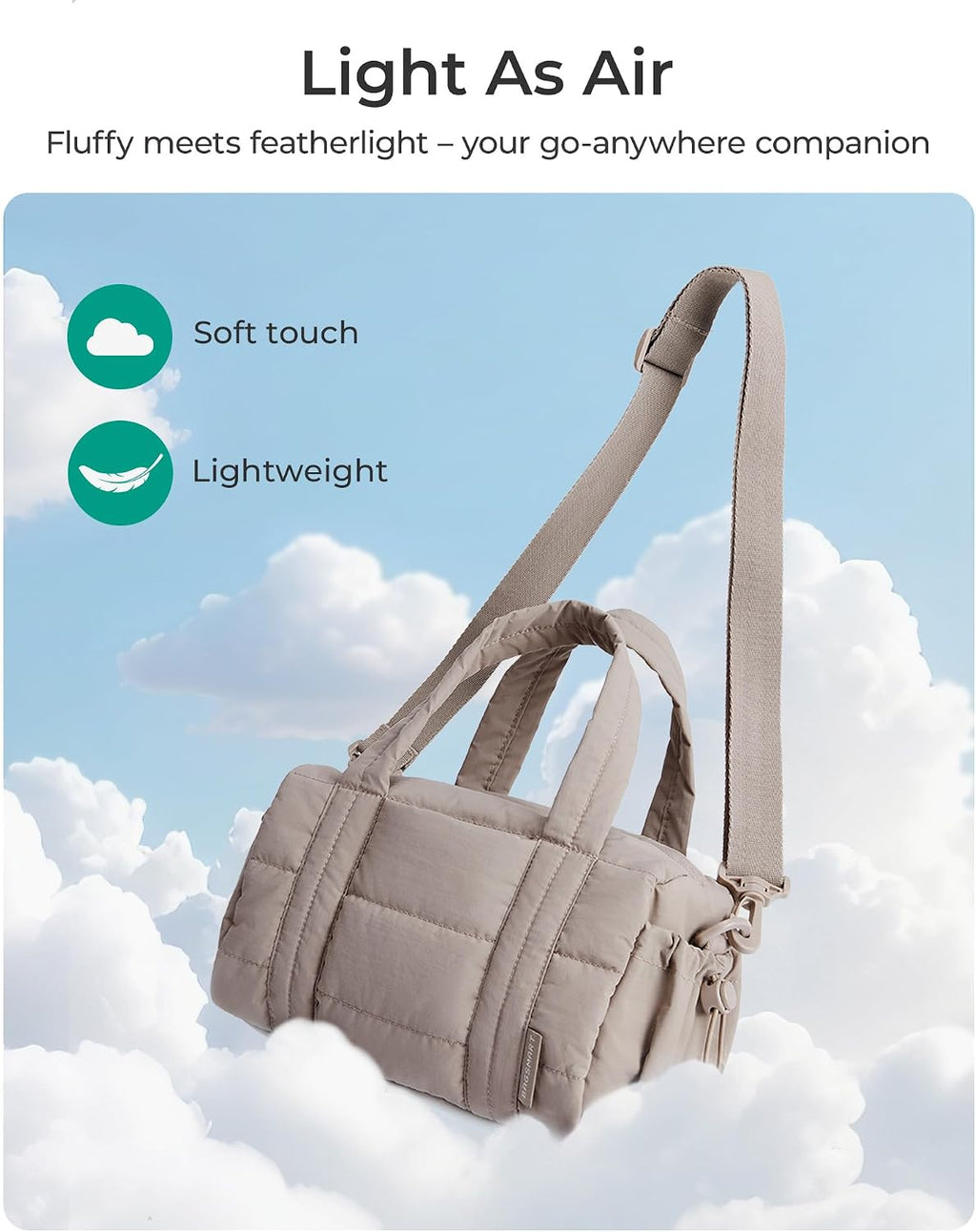 BAGSMART Reiki Gym Bag for Women Puffy Yoga Mat Travel Weekender Duffle Bag
