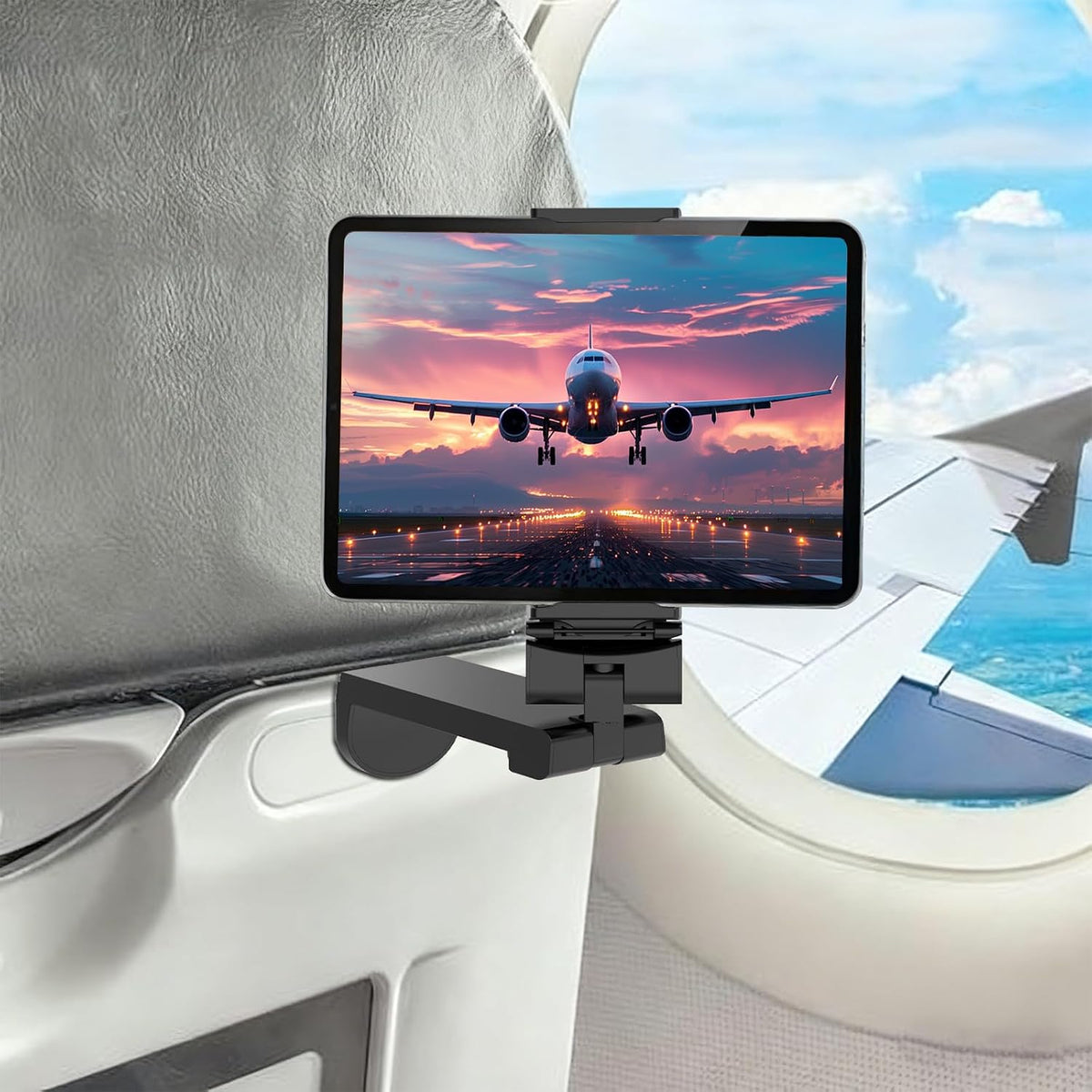 Airplane Tablet Holder Mount, 360° Adjust, Not for Tablets Over 12"
