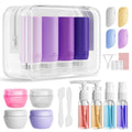 Muslish 21 Pack Travel Bottles for Toiletries, Leak-Proof TSA Compliant Silicone Travel Size Containers for Shampoo and Conditioner, BPA Free with Toiletry Bag (Purple)