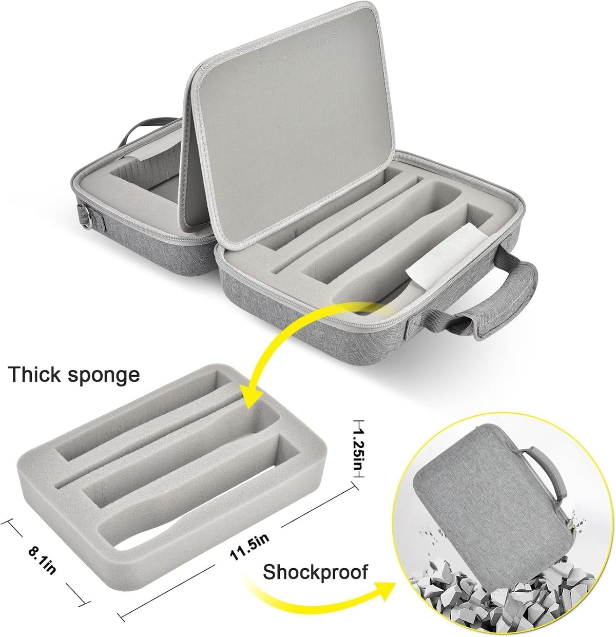 ANKHOH Hard Case for JBL Wireless Microphone,2 Mics and Receiver Grey