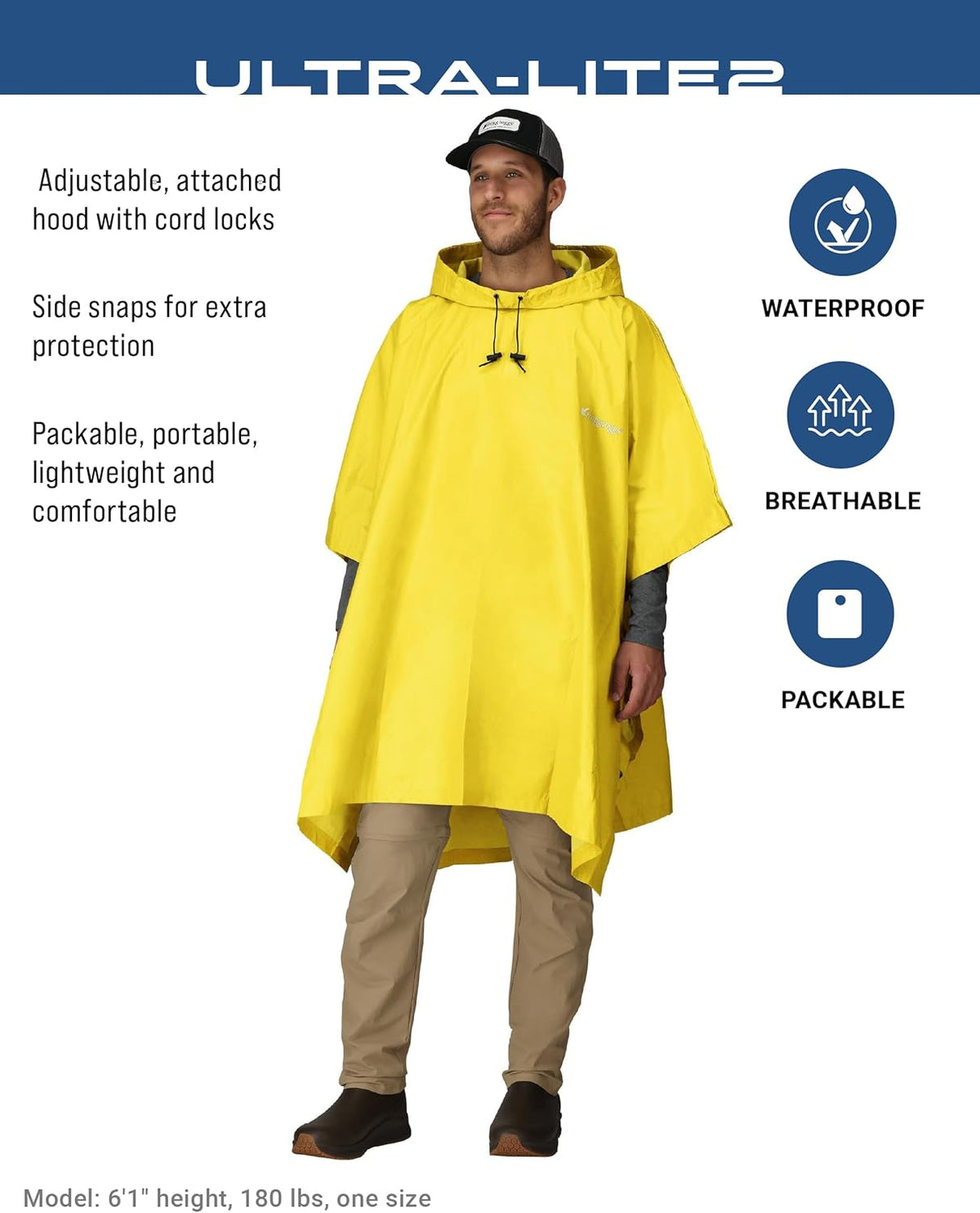 FROGG TOGGS Ultra-lite2 Waterproof Rain Poncho, Breathable and Reusable