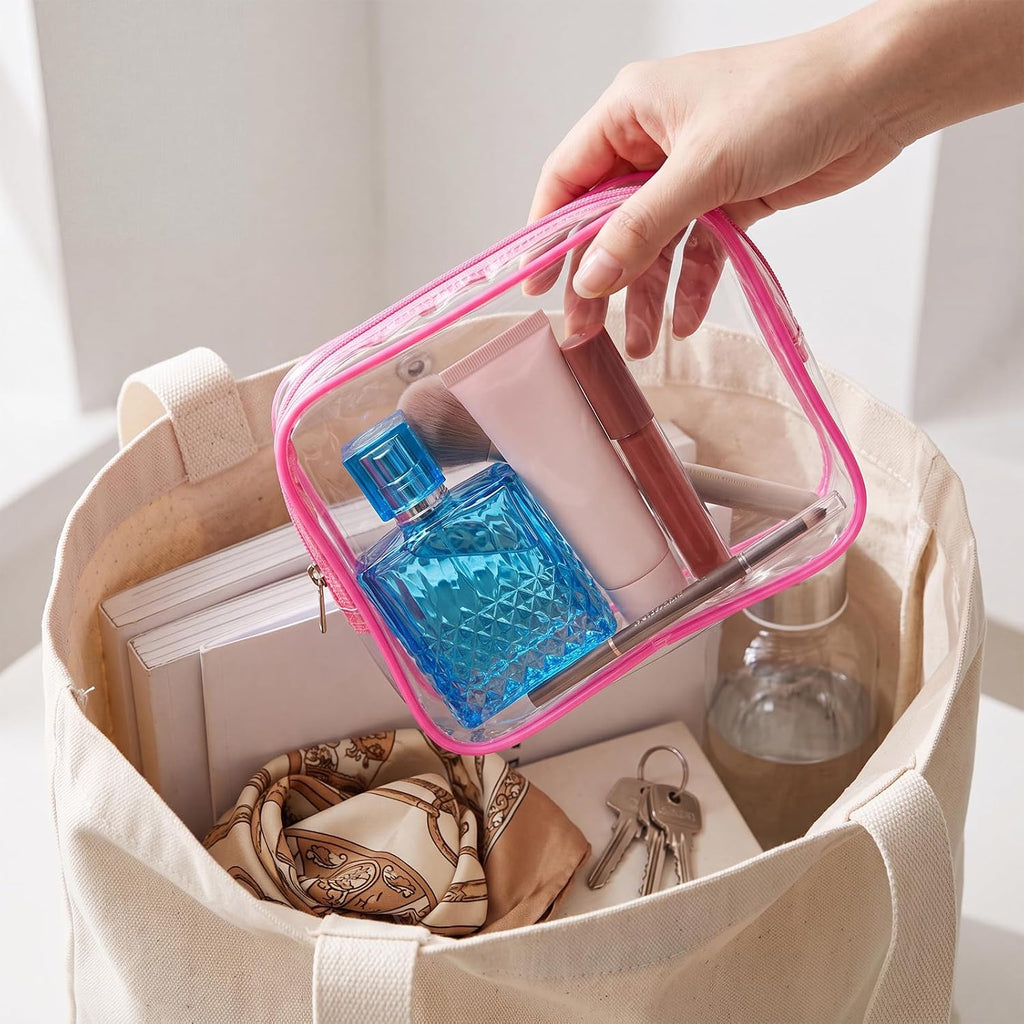 Sanwuta 100 Pcs Clear Makeup Bags Bulk, Toiletry Bag,Fashion Color