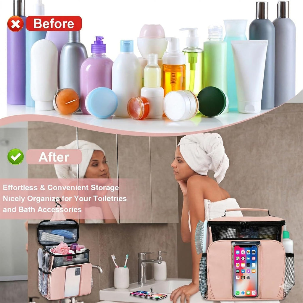 College Dorm room Essentials for Girls, Quick Dry Mesh Shower Caddy-Beige
