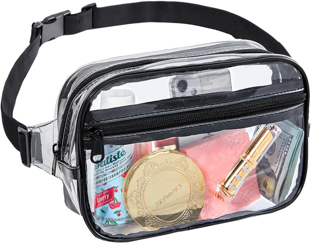 Clearworld Clear Fanny Pack, Waterproof 3-in-1 Belt Bag for Women, Black
