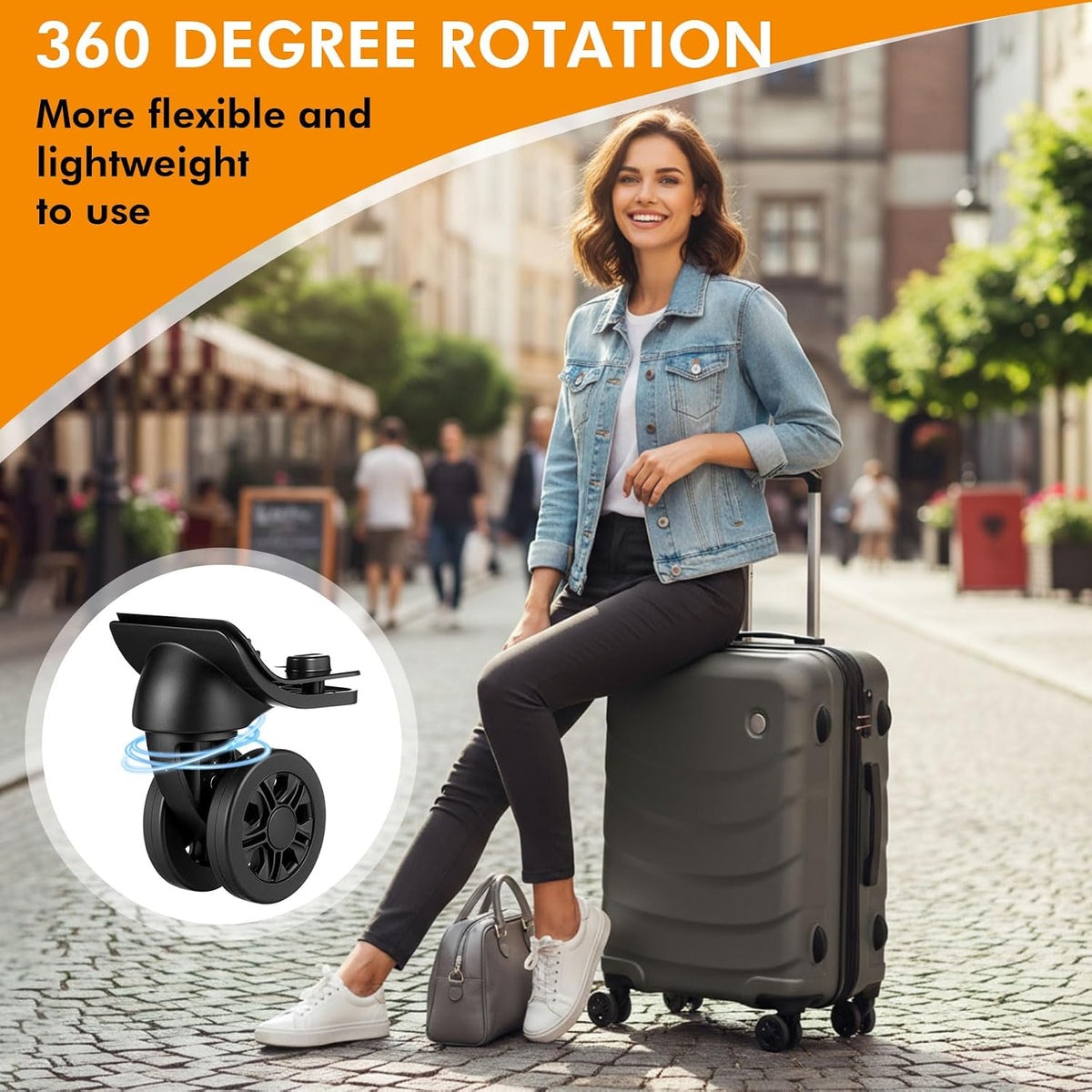 Shinylin 4 Pcs Luggage Suitcase Swivel Caster Wheel Replacement Parts Suitcase Repair Spinner with Screw Replacement, Left and Right Wheels Mute Bearing Swivel for Luggage