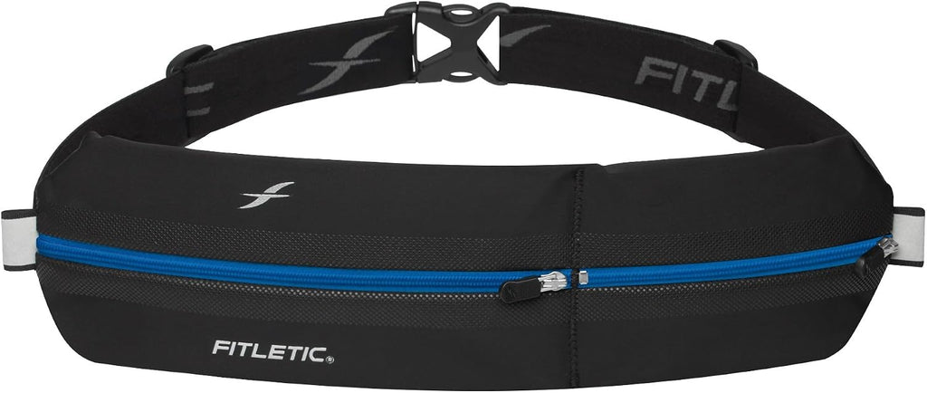 Fitletic Bolt Double Pocket Running Belt & Active Fanny Pack For Men & Women – Water Resistant, Lightweight Sleek Design – Patented No Bounce Hip Hugging Fit – Holds Any Phone